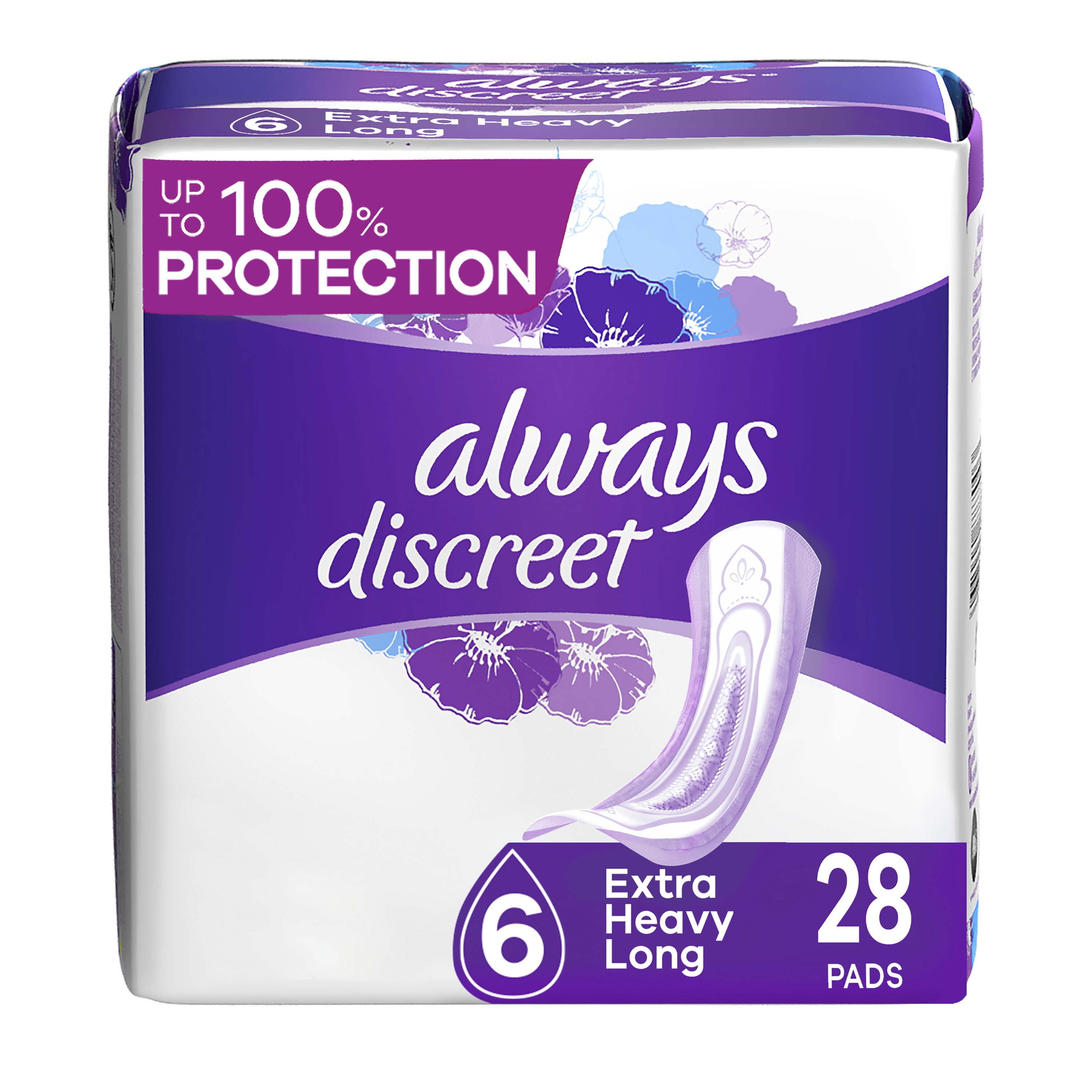 Always Discreet Extra Heavy Long Incontinence Pads; 28 Count Always Discreet Extra Heavy Long Incontinence Pads; 28 Count